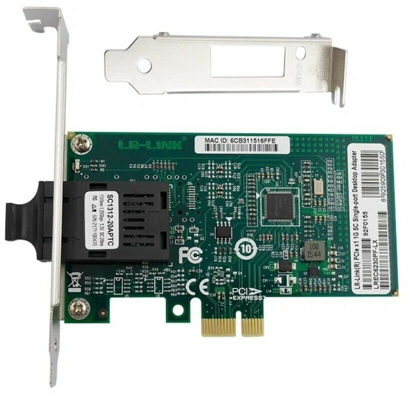 Сетевая карта LR-Link NIC PCIe x1, 1 x 1G SC Single Mode, Intel i210 chipset (FH+LP)