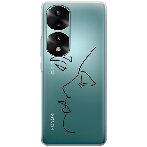 Силиконовый чехол с принтом Faces для Honor 70 Pro / Honor 70 Pro+ / Хонор 70 / 70 Про Плюс силиконовый чехол с принтом unicorn для honor 70 pro honor 70 pro хонор 70 70 про плюс