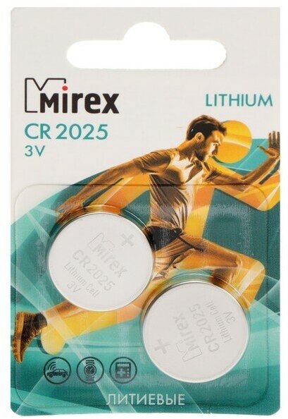 Батарейка литиевая Mirex CR2025-2BL 3В блистер 2 шт.