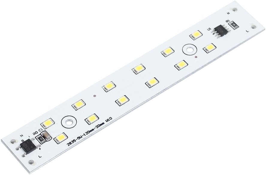 фото Светодиодная линейка 2835, 2х6 led, 220V, 5W, 120mm, D173, warm white