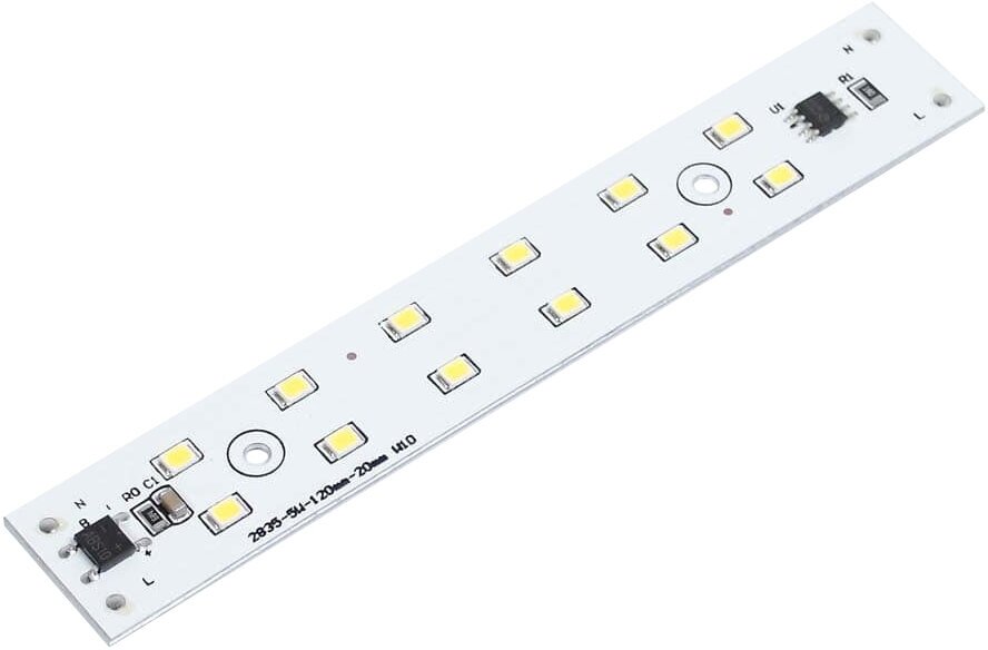 Светодиодная линейка 2835, 2х6 led, 220V, 5W, 120mm, D174, day white