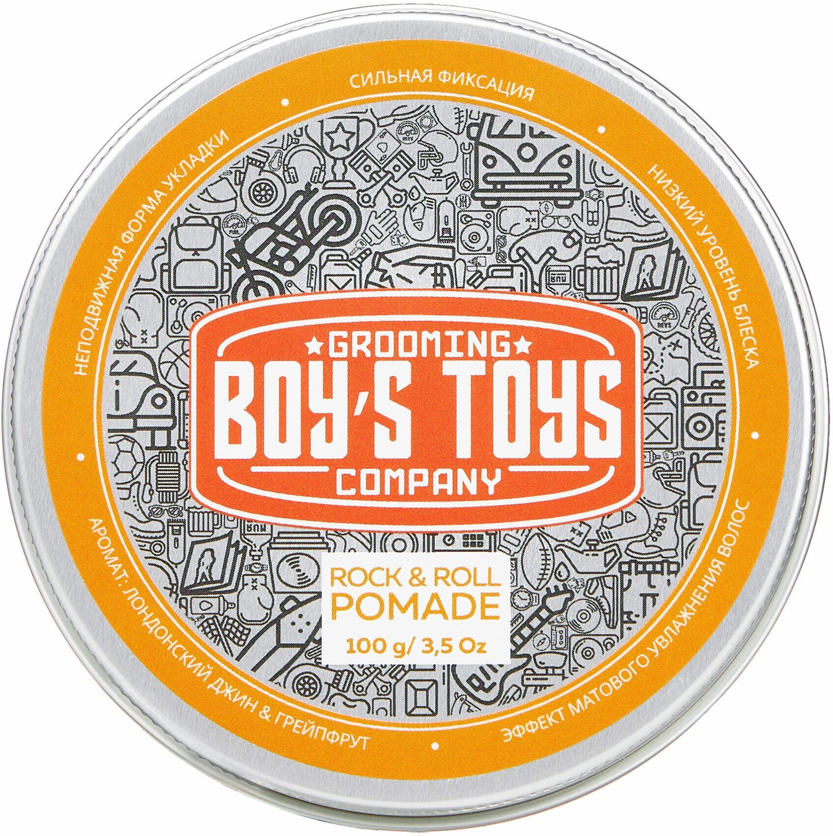 Помада для укладки волос сильной фиксации со средним уровнем блеска Boy's Toys Rock & Roll Pomade 100 мл BT088