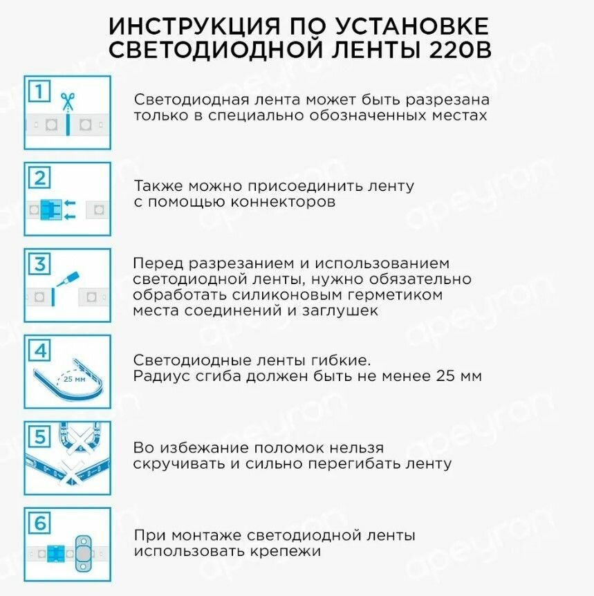 Уличная светодиодная лента, готовый комплект 20м. 220в, мощность 9,6 вт/м,( 120 светодиодов на метр)6500К(холодный белый) морозостойкая, - фотография № 7