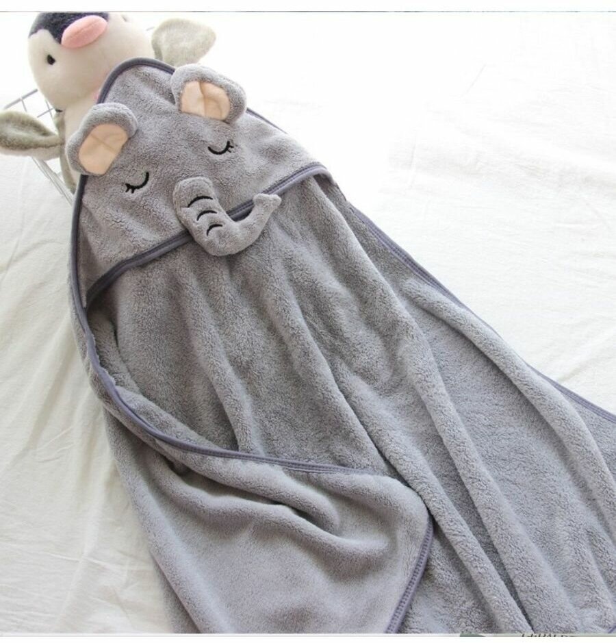 Полотенце для новорожденного уголок Серый Слоник - фотография № 4