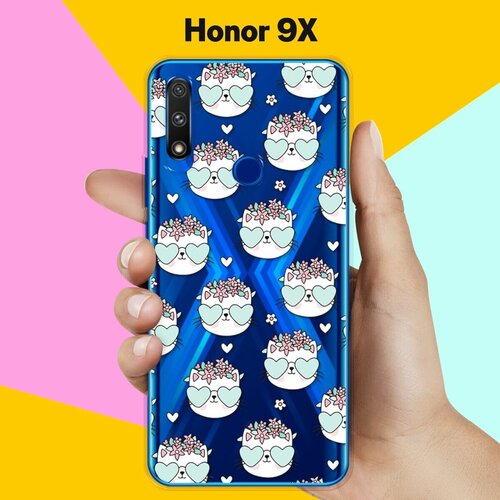 силиконовый чехол цветной узор на honor 9x premium Силиконовый чехол Узор из котов на Honor 9X