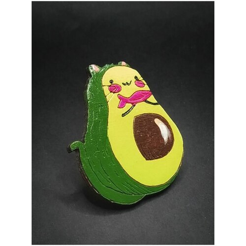 фото Авокот, котавокадо, авокадо стилизация, значок деревянный, брошь на одежду, значок на рюкзак нет бренда