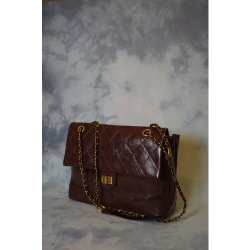 фото Сумка тоут quilted стеганая коричневая на цепочке трансформер муж купил