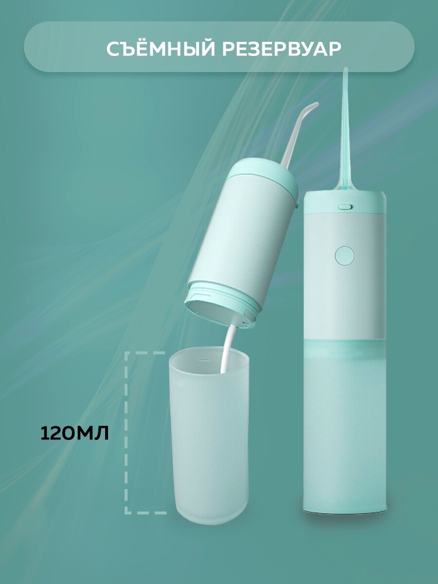 Ирригатор портативный для полости рта и зубов Enchen Water Flosser Mint 3 Turquoise / Беспроводной Oral irrigator для зубов, языка и брекетов