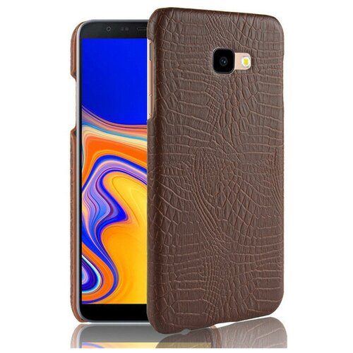фото Чехол-панель mypads для samsung galaxy j4+ plus 2018 (sm-j415f) тонкий задний бампер на пластиковой основе с отделкой под кожу крокодила коричневый