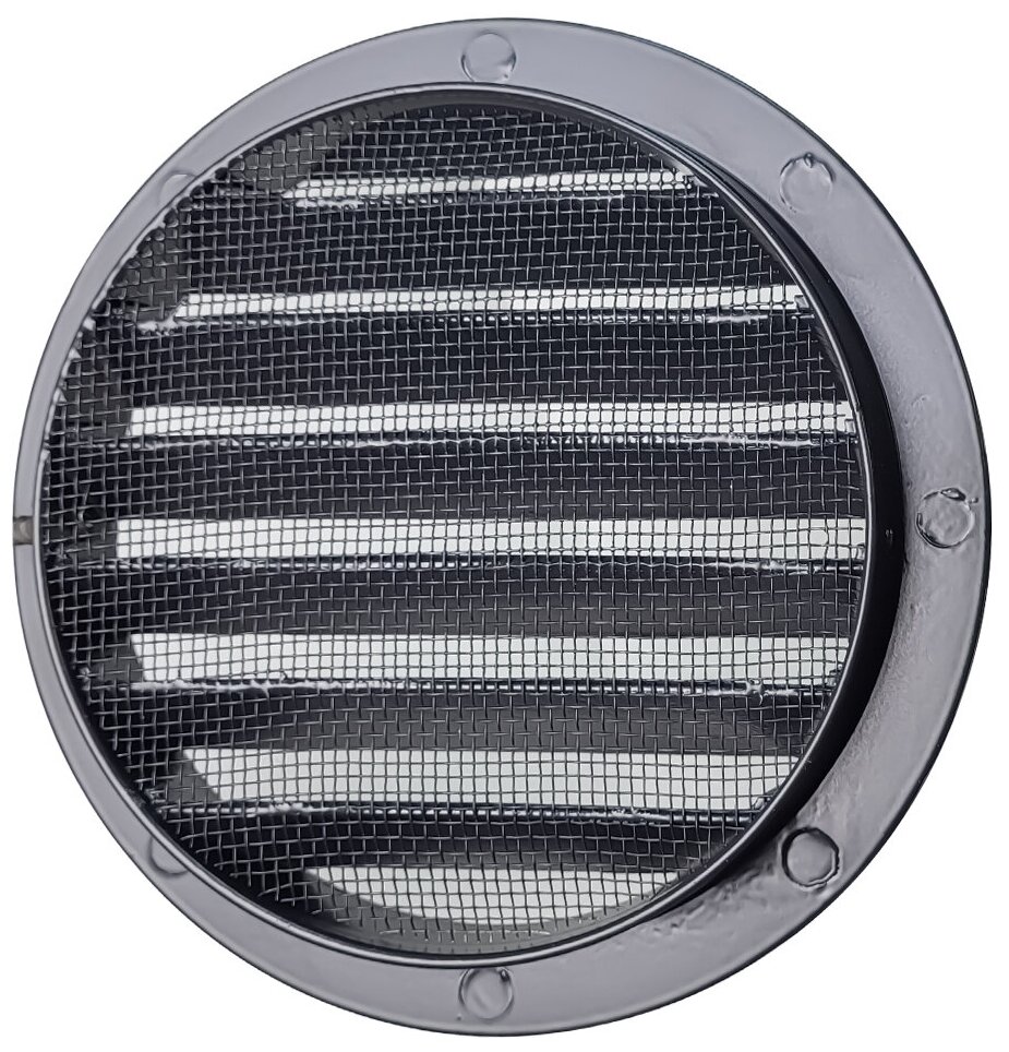 Решетка вентиляционная круглая D160 мм RAL7021 черно-серый матовый - фотография № 2