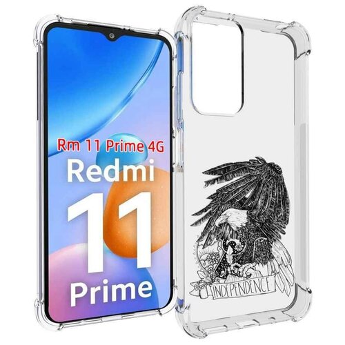 Чехол MyPads черно белый сокол для Xiaomi Redmi 11 Prime 4G задняя-панель-накладка-бампер чехол mypads тигр с гранями черно белый для xiaomi redmi 11 prime 4g задняя панель накладка бампер