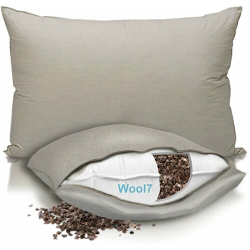 Подушка для сна из гречневой лузги 50 х 70 см (наволочка лён) с Двойным чехлом.