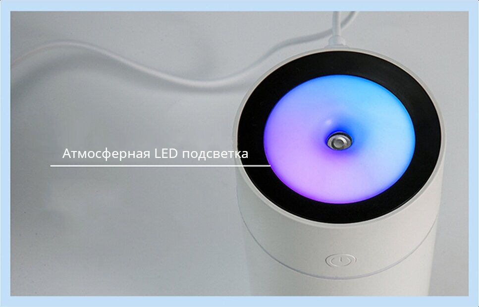 Компактный мини ультразвуковой увлажнитель воздуха и аромадиффузор для дома, квартиры и автомобиля с LED подсветкой для ночника, черный - фотография № 14