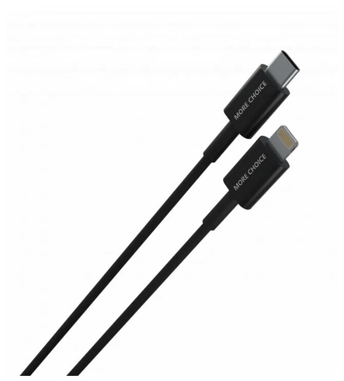 Кабель More choice K71Si TPE 2м Smart USB 2.4A PD 30W быстрая зарядка для Apple 8-pin Type-C черный - фото №1