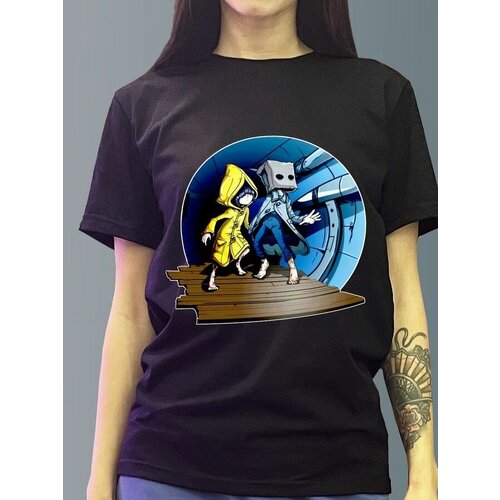 фото Футболка женская черная из хлопка с dtf рисунком игры little nightmares 2 - 740 будь на стиле