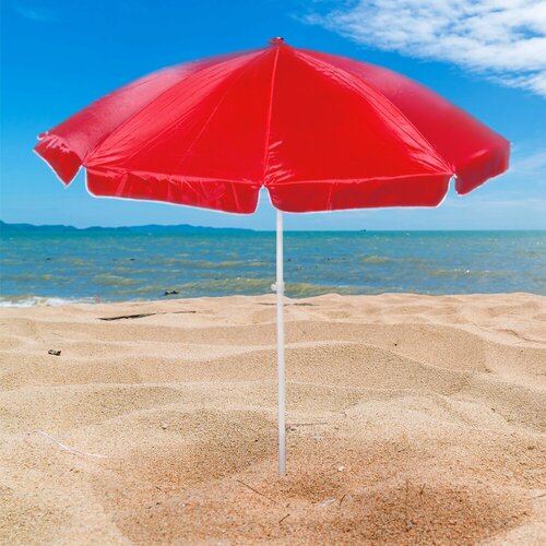 Зонт пляжный с наклоном d=240, стойка 30/33мм, полиэстер 210D, красный