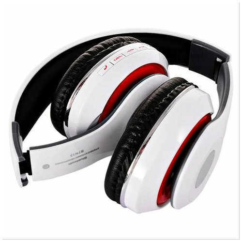 Наушники беспроводные полноразмерные Wireless STN13HD микрофон Aux Bluetooth MP3 плеер FM-радио аккумулятор 300 mAh складные стерео Белые 197000₽