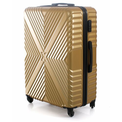 фото Пластиковый чемодан с узором x. цвет золотистый, размер m. съемные колеса feybaul