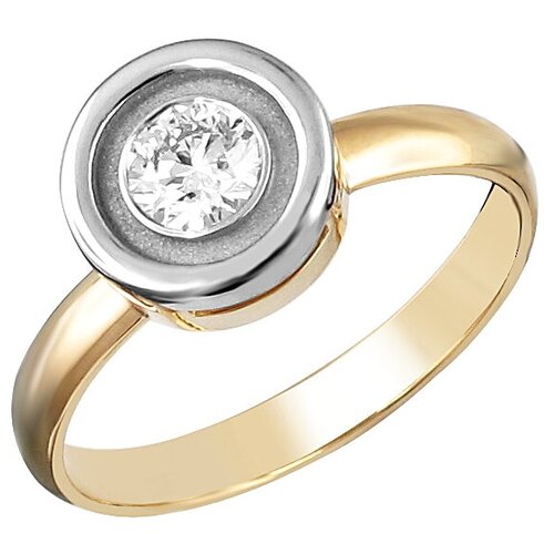 Кольцо Эстет, комбинированное золото, 750 проба, бриллиант, размер 17.5