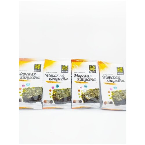 фото Морская капуста midori с кимчи пачка 4х5г сушеная обжаренная в кунжутном масле