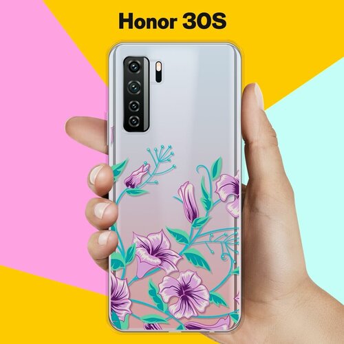 Силиконовый чехол Фиолетовые цветы на Honor 30s силиконовый чехол фиолетовые цветы на honor 9x