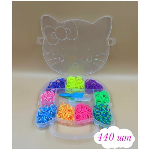 Набор резинок для плетения в контейнере в виде кошечки микс
