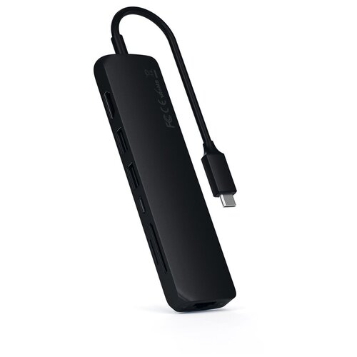 USB-концентратор Satechi SLIM MULTI-PORT (ST-UCSMA3), разъемов: 3, 12 см, черный мульти хаб satechi usb c multiport mx adapter 2 x hdmi ethernet 2 x usb c 2 x usb a sd micro sd mini jack 3 5 mm серый космос st ucmxam