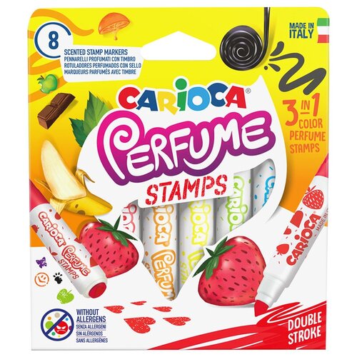 Фломастеры-штампы двусторонние Carioca Perfume Stamps, 08цв, ароматизированные, смываемые, картон фломастеры carioca perfume xplosion ароматизированные