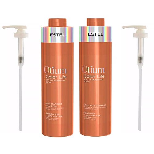 ESTEL Набор Otium Color Life шампунь 1 литр + бальзам 1 литр + 2 дозатора kezy бальзам simple color maintaining для поддержания цвета окрашенных волос с uv фильтром 1000 мл