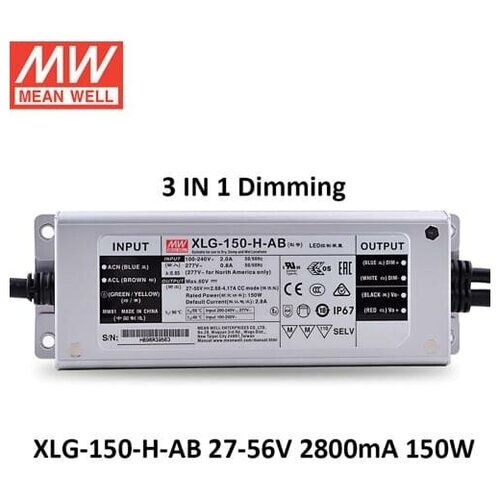 Драйвер для светодиодных/ LED /фитоламп MEAN WELL XLG-150-H-AB 27-56 в, 2800ма, 150 Вт с регулировкой яркости 3 в 1