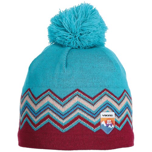 фото Шапка viking, размер one size, голубой, бордовый