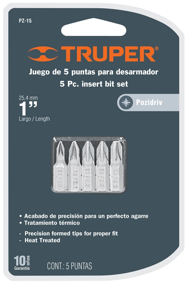 Набор бит Truper, PZ x 25 мм, 5 шт.