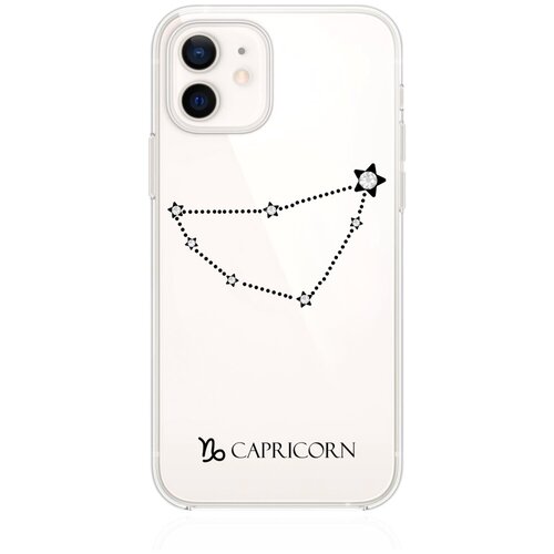 Прозрачный силиконовый чехол с кристаллами Lux для iPhone 12/12 Pro Знак зодиака Козерог Capricorn для Айфон 12/12 Про