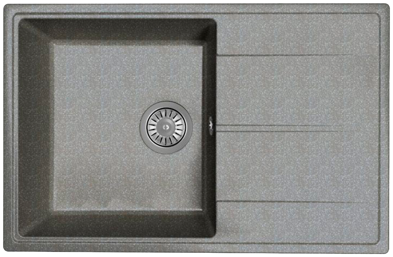 Мойка для кухни врезная каменная Dr. Gans Smart ОЛИВИЯ-740, цвет черный, с крылом, прямоугольная, 740х480х197 мм / раковина для кухни - фотография № 1