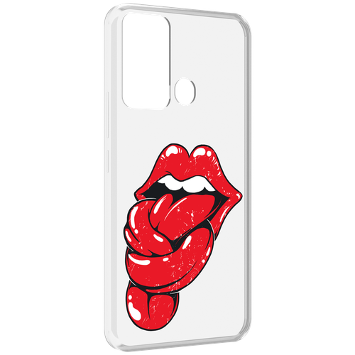 Чехол MyPads яркие губы с языком для Infinix Hot 12i задняя-панель-накладка-бампер