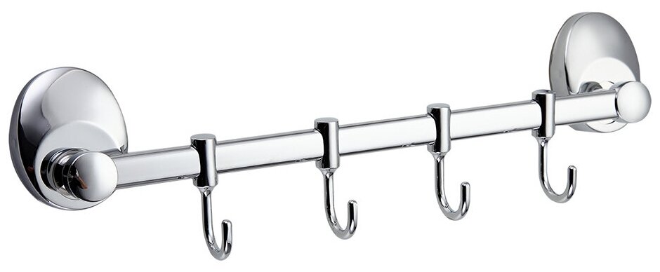 Планка с крючками для ванной Frap F1615-4, 4 крючка, хром