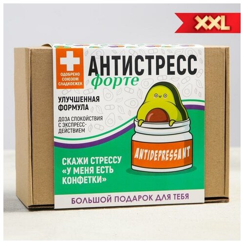 Подарочный набор «Анти-стресс форте»: чай 50 г, термостакан 350 мл, драже 80 г, шоколад 20 г, леденец 15 г.