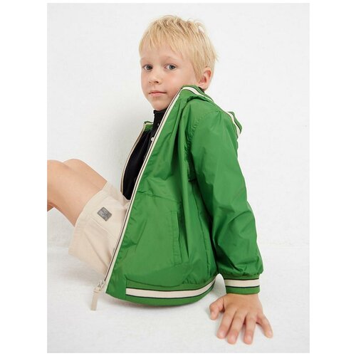 Куртка Mayoral, укороченная, капюшон, размер 134, зеленый