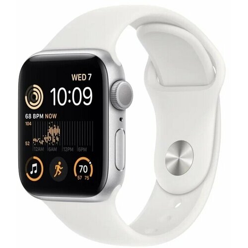Умные часы Apple Watch Series SE Gen 2 44 мм Aluminium Case GPS, M/L, silver/white Sport Band