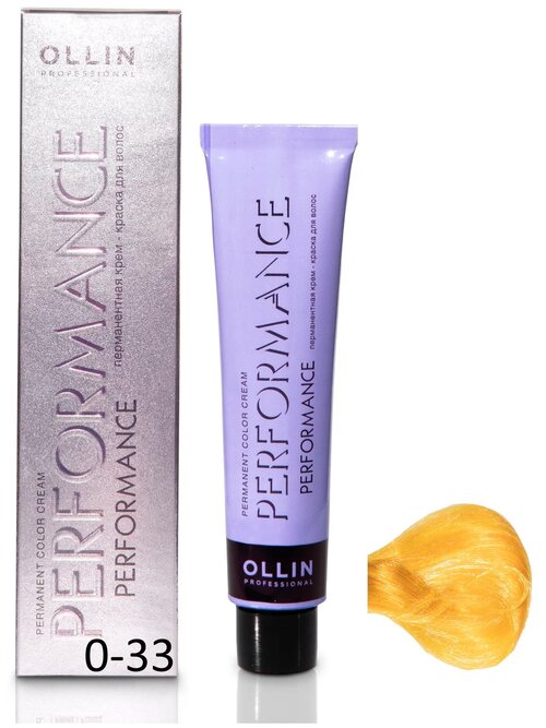 OLLIN Professional Performance перманентная крем-краска для волос, микстон, 0/33 желтый , 60 мл