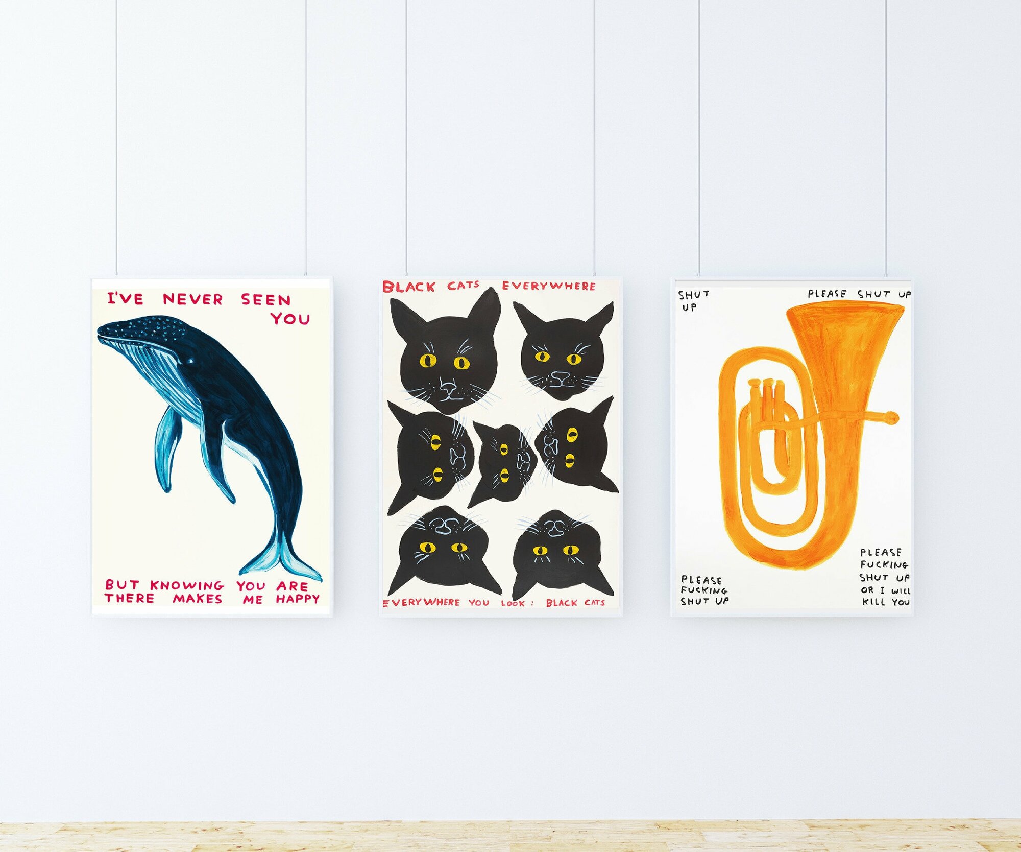 Набор плакатов "Дэвид Шригли" 3 шт. / Набор интерьерных постеров формата А3 (30х42 см) c черной рамкой