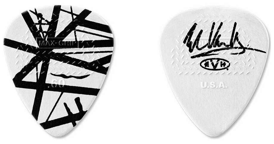 EVHR03 EVH White With Black Stripes Медиаторы 24шт, толщина 0.60мм, Dunlop