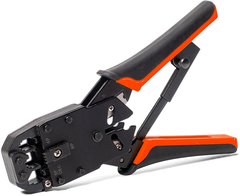 фото Пресс-клещи кримпер многофункциональный с 3-мя встроенными модулями для обжима RJ-45, RJ-12, RJ-11 КВТ JT-03 для джеков 79759