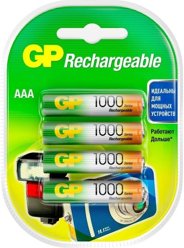 Аккумулятор GP AAA 1000mAh Ni-Mh BL4 GP100AAAHC-2CR4, 4шт.