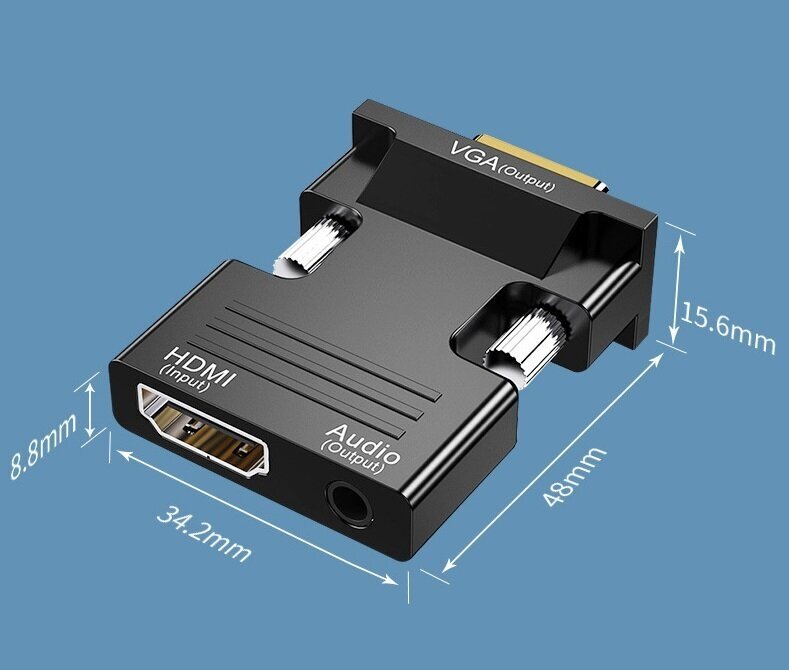 Портативный адаптер переходник конвертер HDMI - VGA с аудио выходом 35 mm