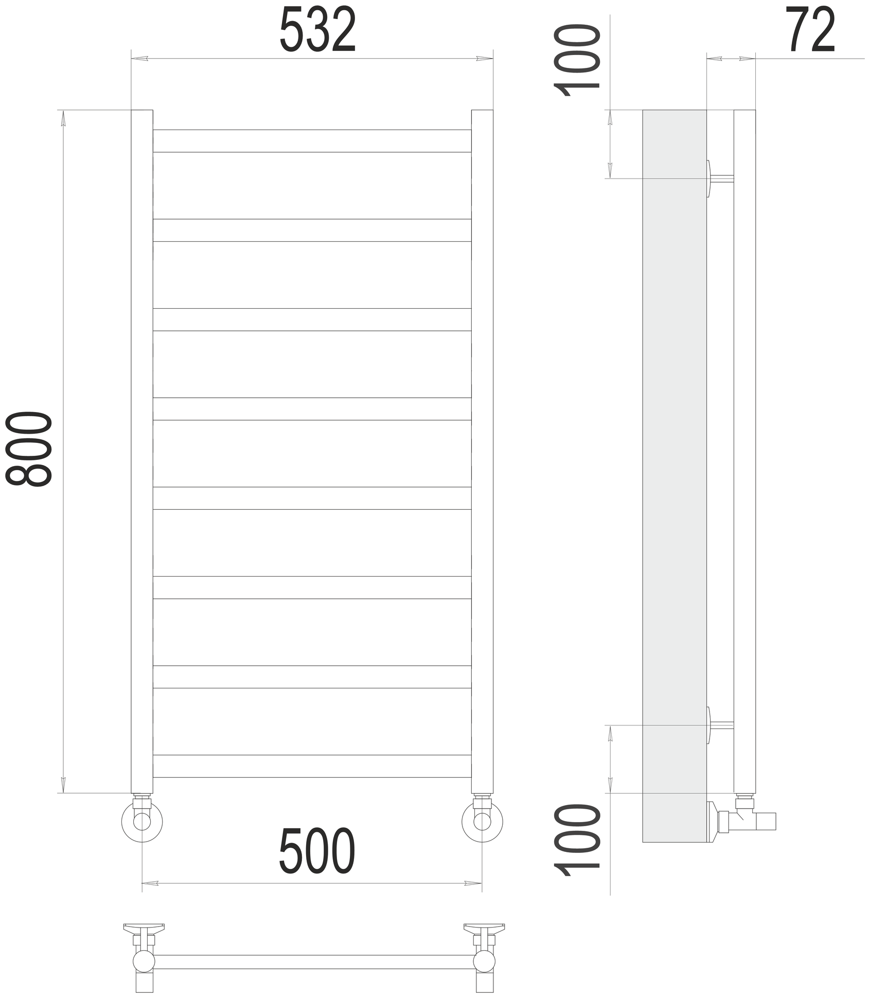 Полотенцесушитель водяной Terminus Аврора П8, 500 x 800 мм, хром - фотография № 8