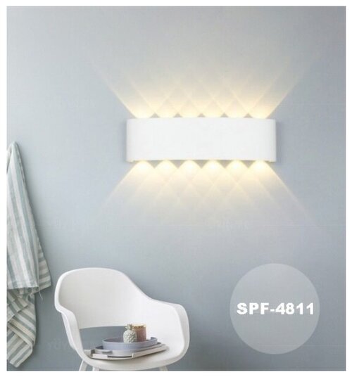 Светильник настенный SAPFIR SPF-4811 WHITE/белый D320*80/H45/1/LED/12W/4000K IP65 TWIN