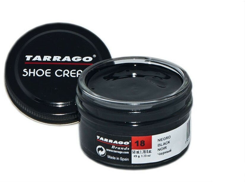 Крем для обуви Shoe Cream TARRAGO, цветной, банка стекло, 50 мл. (018 (black) чёрный)