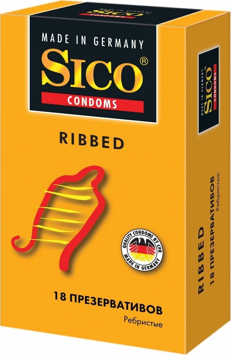 Sico Ribbed Презервативы Ребристые, 18 шт