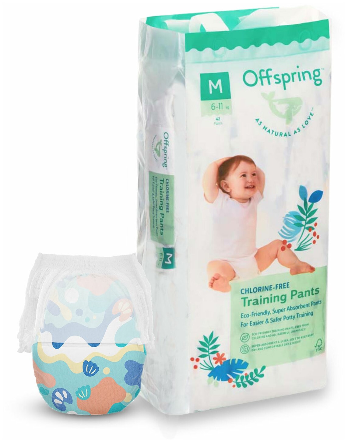 Offspring трусики-подгузники M 6-11 кг 42 шт. расцветка Море